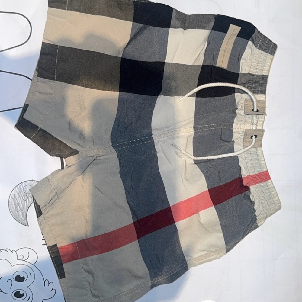 Burberry Gray and Cream Plaid Shorts